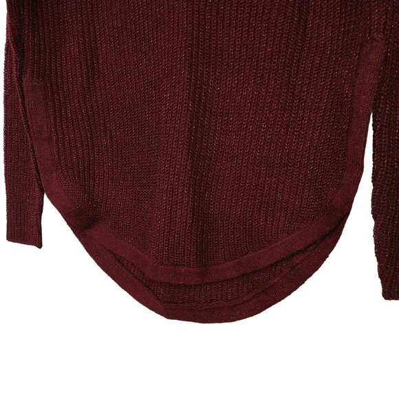 Beach Lunch Lounge Luna Sweater Women Size S Burgundy Red Metallic Long Slv NEW - Picture 2 of 7